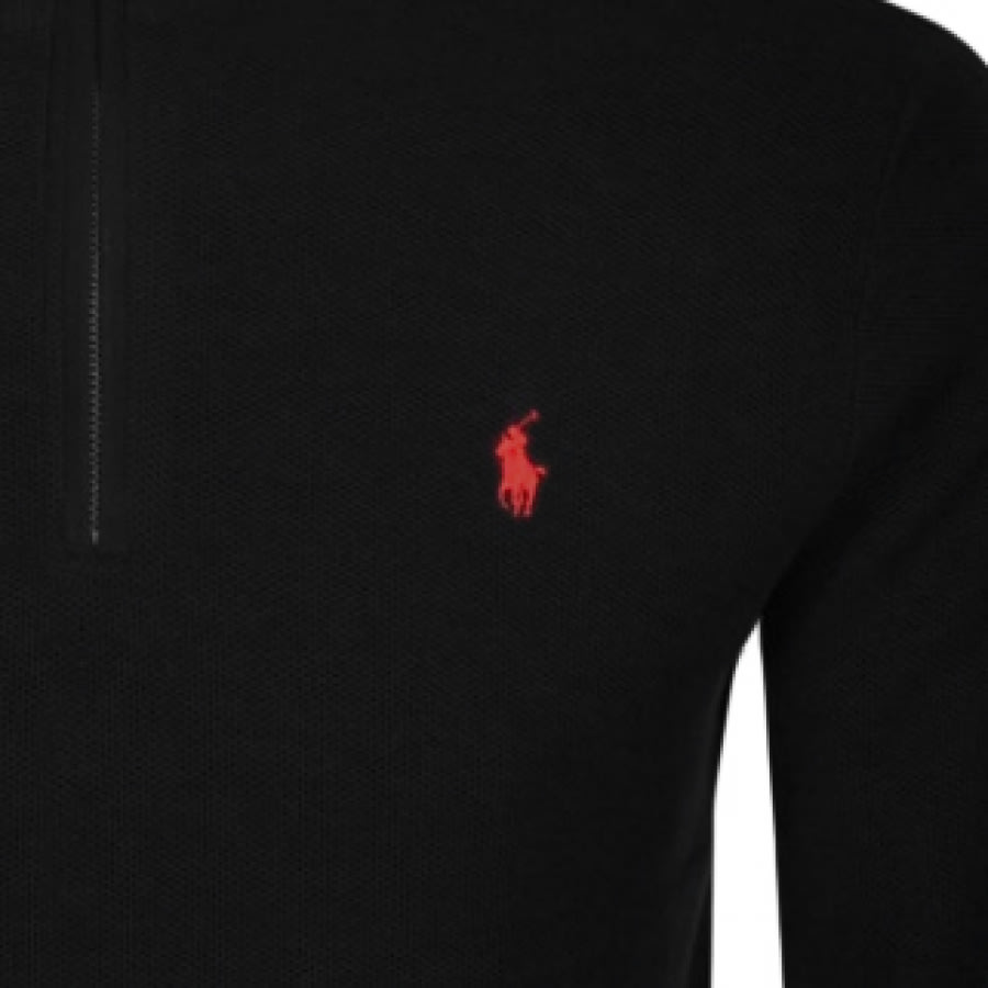 Alternative Image for ProductRalph Lauren Half Zip Waffle Knit Jumper Black3